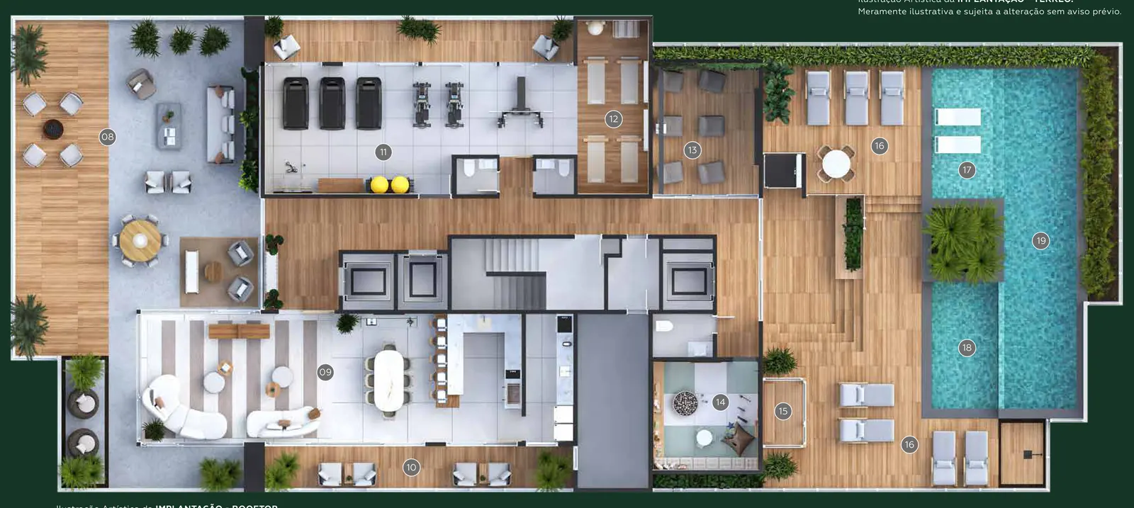 Ilustração artística da implantação do rooftop